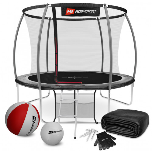 Батут Hop-Sport Premium 10ft (305cm) black/grey с внутренней сеткой
